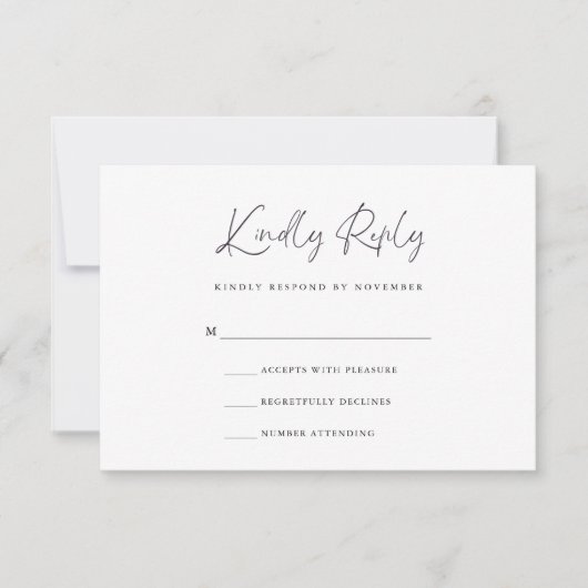 Antwoordkaart voor indly Reply RSVP Kaartje (Voorkant)