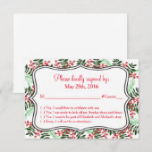 Antwoordkaart voor Kerst-, Kerstbruiloft RSVP Kaart (Voorkant / Achterkant)