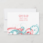 Antwoordkaart voor koraal en aqua bloemen bruiloft RSVP kaartje (Achterkant)