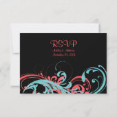 Antwoordkaart voor koraal en aqua bloemen-huwelijk RSVP kaartje (Achterkant)