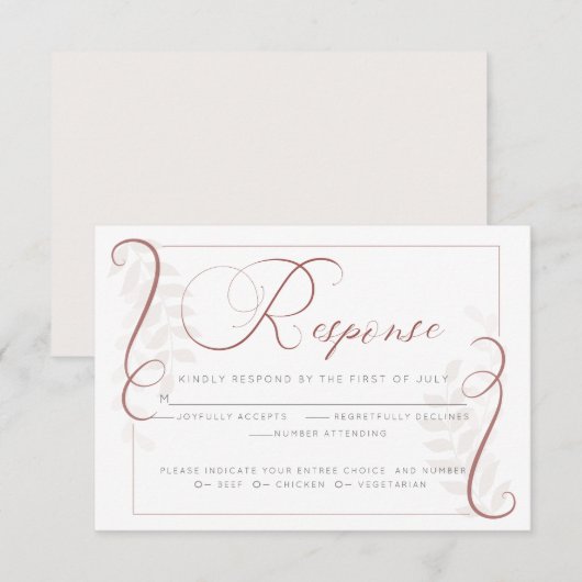 Antwoordkaart voor maaltijdkeuze | Cayenne en  Blu Kaart (Voorkant / Achterkant)