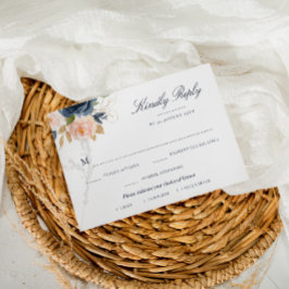 Antwoordkaart voor maaltijdkeuze met bloemen in na RSVP kaartje