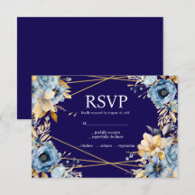 Antwoordkaart voor menuopties in marineblauw en go