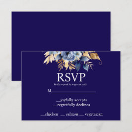 Antwoordkaart voor Navy Blue en Gouden Menu Opties