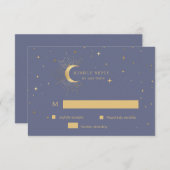 Antwoordkaart voor Pastel Celestial Gold Moon RSVP (Voorkant / Achterkant)