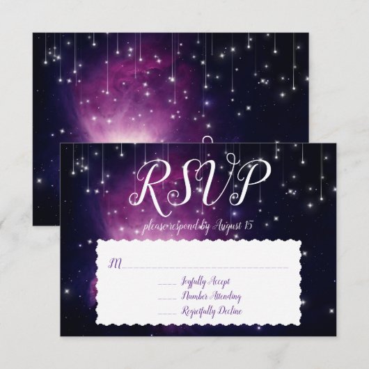 Antwoordkaart voor Purple Galaxy Celestial Stars R Kaart (Voorkant / Achterkant)