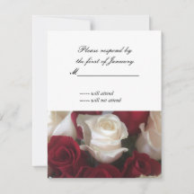 Antwoordkaart voor rode en witte rozen RSVP
