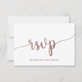 Antwoordkaart voor roze gouden menuoptie RSVP kaartje (Voorkant)