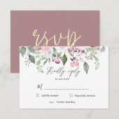 Antwoordkaart voor RSVP met elegante bloemmotieven (Voorkant / Achterkant)