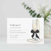 Antwoordkaart voor RSVP voor bruidsfeest met zwart Kaartje (Staand voorkant)