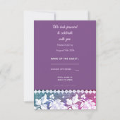 Antwoordkaart voor rustieke bruiloft – Paars & Roz Kaart (Achterkant)