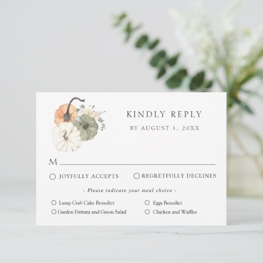 Antwoordkaart voor rustieke herfsttrouw kaart (Staand voorkant)