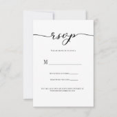 Antwoordkaart voor trouwfeest met zwarte script R. Kaart (Voorkant)