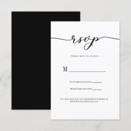 Antwoordkaart voor trouwfeest Zwart Script Kaart