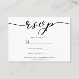 Antwoordkaart voor trouwfeest Zwart Script Visitekaartje