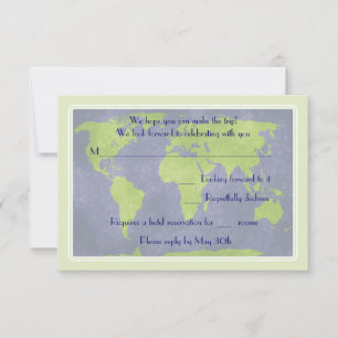 Antwoordkaart voor wereldwijde huwelijkslocatie RSVP kaartje