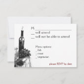 Antwoordkaart voor wijn diner RSVP kaartje (Achterkant)