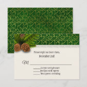 Antwoordkaart voor winterhuwelijk met dennenappels RSVP kaartje (Voorkant / Achterkant)