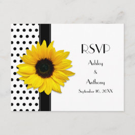 Antwoordkaart voor zwart-wit stippen bruiloft RSVP kaartje