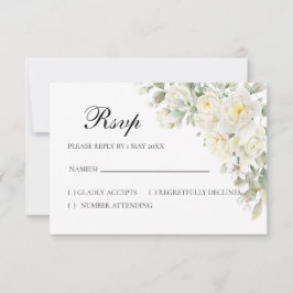 Antwoordkaart witte rozen RSVP kaartje