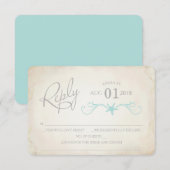 Antwoordkaart, Zeester Strand Bruiloft Kaart (Voorkant / Achterkant)