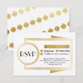 Antwoordkaarten Art Deco RSVP jaren '20 Goud Wit Kaart (Voorkant / Achterkant)