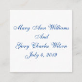 Antwoordkaarten in blauw en wit informatiekaartje (Achterkant)