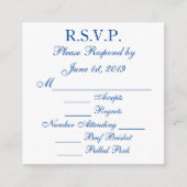 Antwoordkaarten in blauw en wit informatiekaartje (Voorkant)