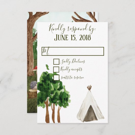 Antwoordkaarten 'Into The Forest' RSVP Kaartje (Voorkant / Achterkant)