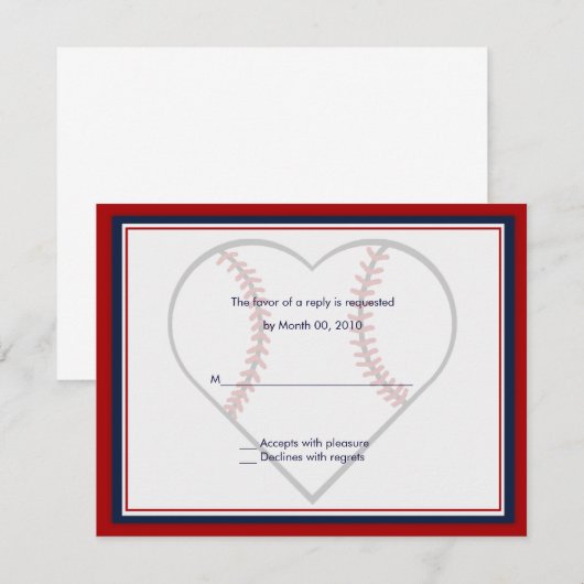 Antwoordkaarten voor honkbal-huwelijksuitnodiging RSVP kaartje (Voorkant / Achterkant)