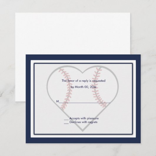 Antwoordkaarten voor honkbal-huwelijksuitnodiging RSVP kaartje (Voorkant / Achterkant)