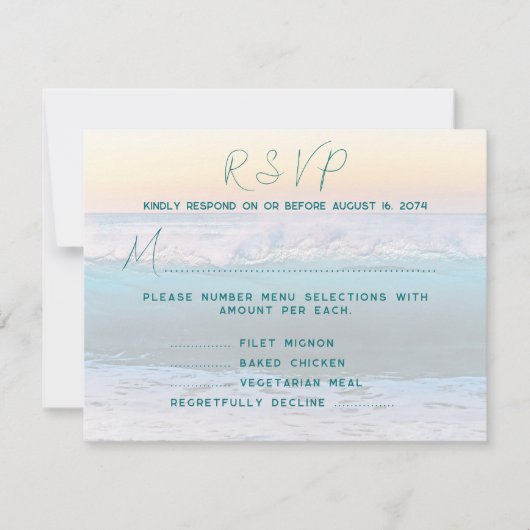 Antwoordkaarten voor Ocean Sunrise Menu (Voorkant)