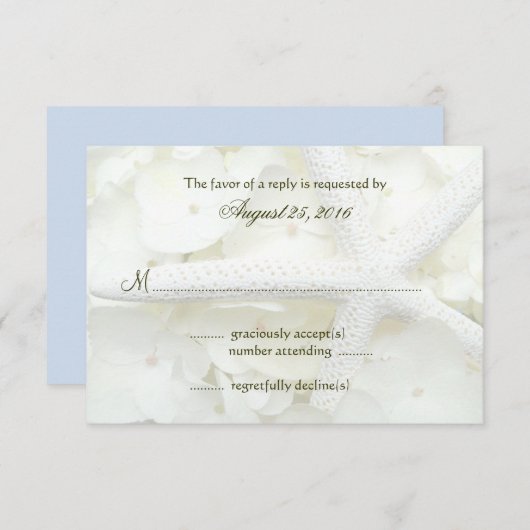 Antwoordkaarten voor trouwfeest in zeetuin RSVP kaartje (Voorkant / Achterkant)