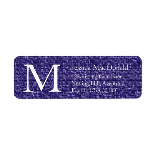 Antwoordlabels voor Navy blue rustige faux-textiel Etiket (Voorkant)