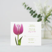 Antwoortkaart Roze Tulp Bruiloft RSVP Kaartje (Staand voorkant)