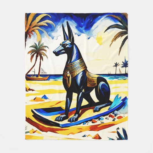 Anubis aan het strand 105 fleece deken (Voorkant)