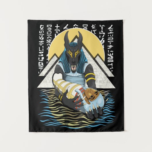 Anubis Ancient Egyptian God Illustration Wandkleed (Voorkant)