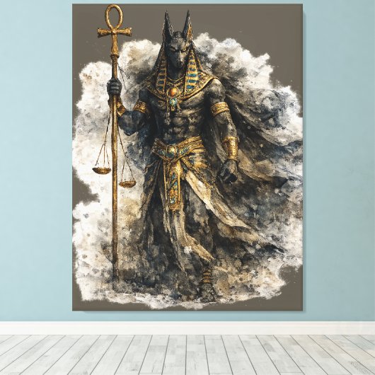 Anubis Canvas Art Ancient Egyptian Mythology Decor (Insitu (Houten vloer))