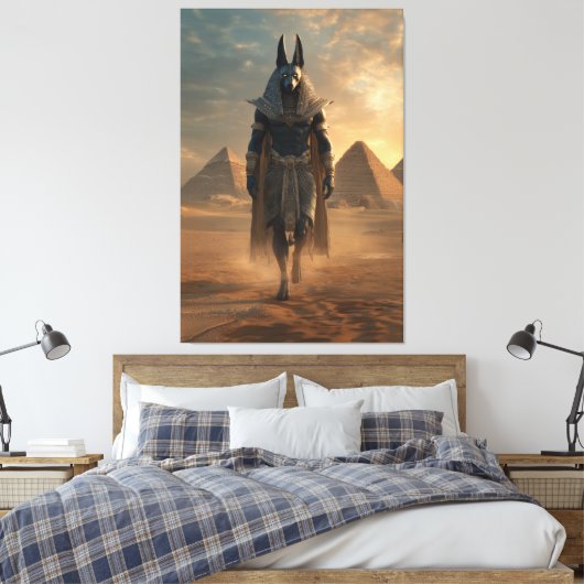 Anubis Canvas – Egyptian Mythology Wall Art (Insitu (Slaapkamer))