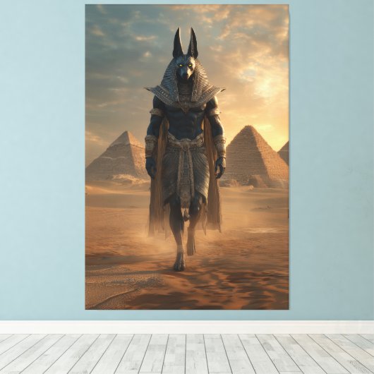 Anubis Canvas – Egyptian Mythology Wall Art Afdruk (Insitu (Houten vloer))