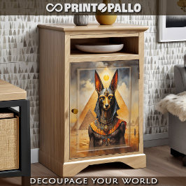 Anubis de egyptische god hond met piramides -  tissuepapier