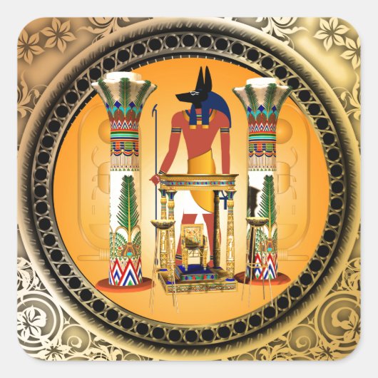 Anubis, egypte vierkante sticker (Voorkant)