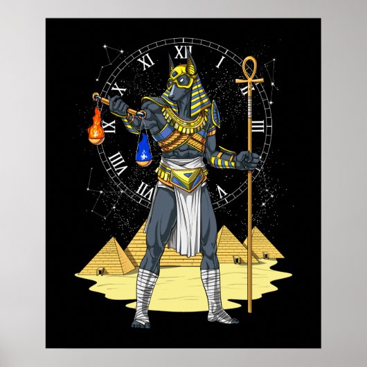 Anubis Egyptian God Ankh Mythology Poster (Voorkant)