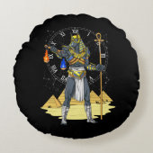 Anubis Egyptian God Ankh Mythology Rond Kussen (Voorkant)
