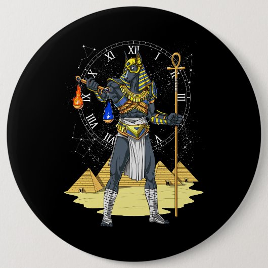 Anubis Egyptian God Ankh Mythology Ronde Button 6,0 Cm (Voorkant)