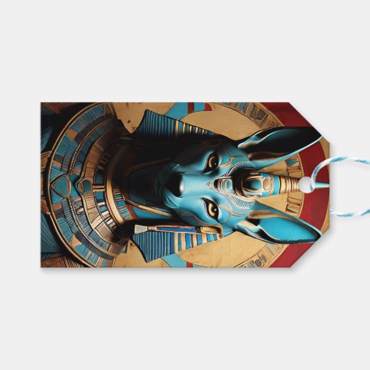 Anubis Egyptian God Jackal of Man Cadeaulabel (Voorkant (Horizontaal))