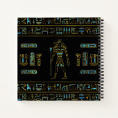 Anubis Egyptian Gold en blauw gekleurd glas Notitieboek (Achterkant)