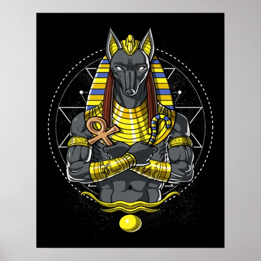 Anubis Egyptian Wolf God Egypt Ankh Mythology Poster (Voorkant)