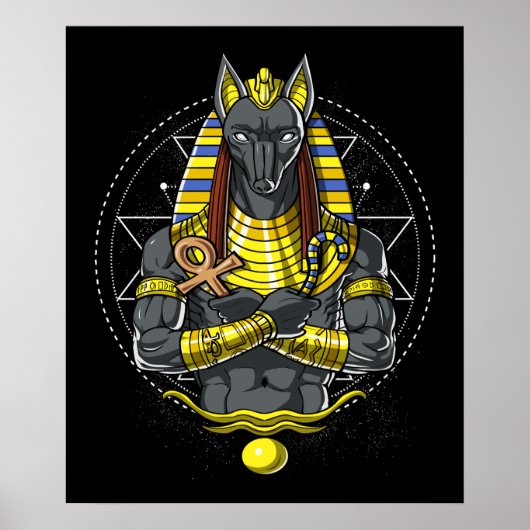 Anubis Egyptian Wolf God Egypt Ankh Mythology Poster (Voorkant)