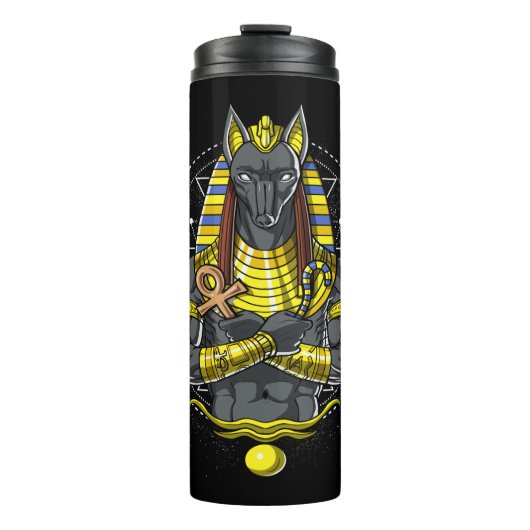 Anubis Egyptian Wolf God Egypt Ankh Mythology Thermosbeker (Voorkant)
